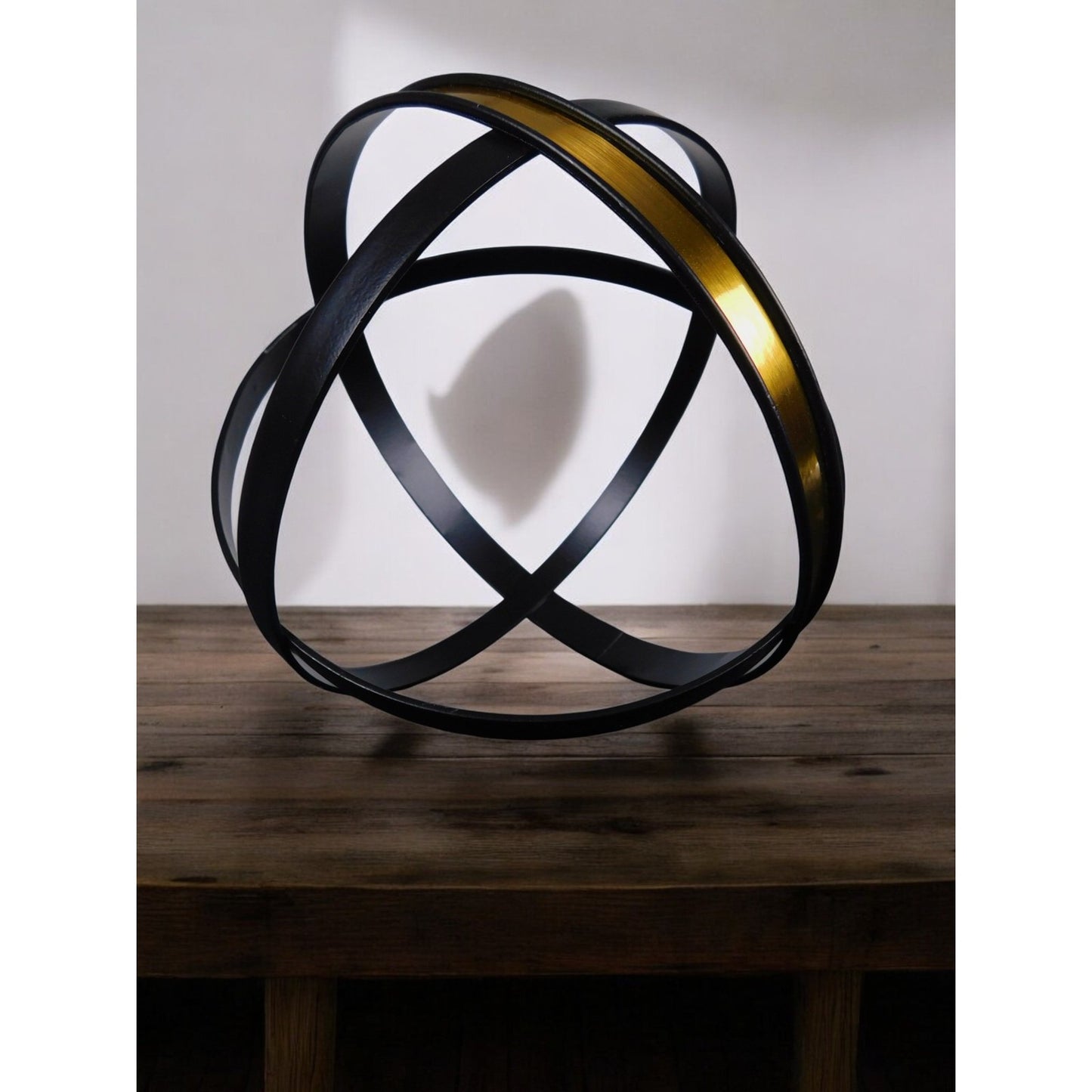 Black Gold Armillary Orb 8" Metal Geometric Sculpture