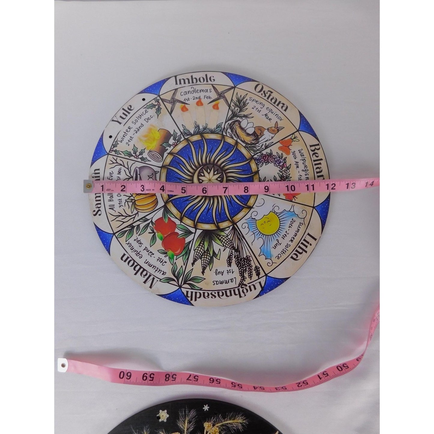 Wheel Of The Year Wicca Pagan Sabbat Wall Plaque Sun Moon Altar Decor Art