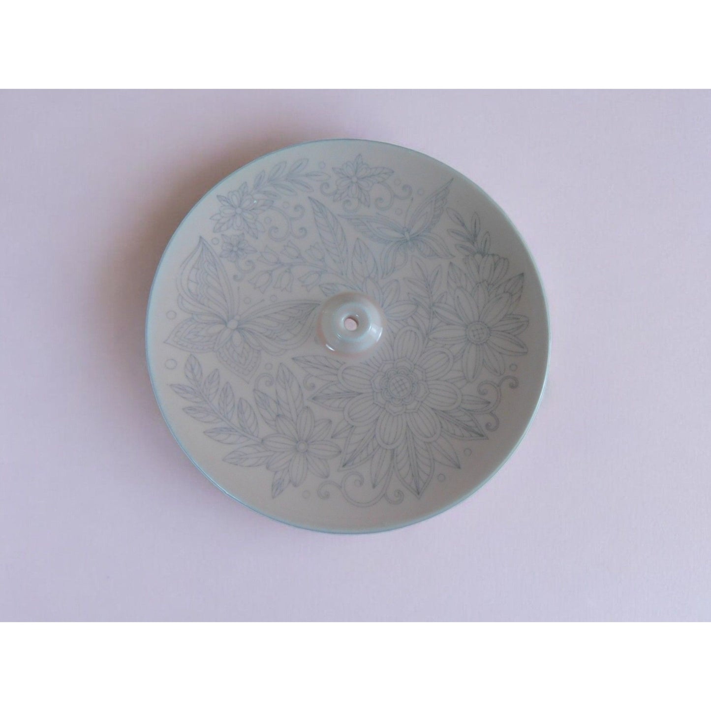 Porte-encens en céramique à motif floral et papillon rose 4" Décoration d'intérieur