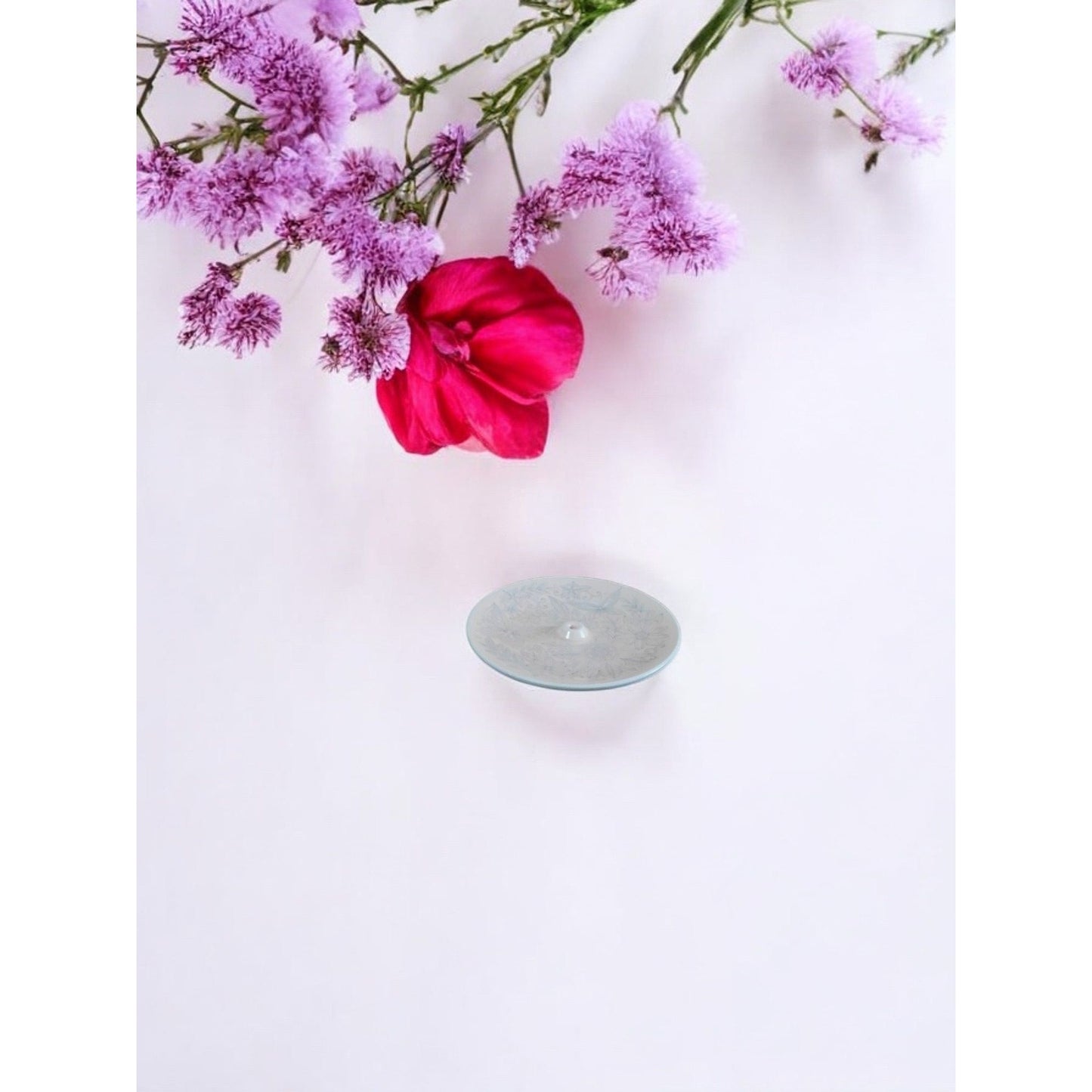 Porte-encens en céramique à motif floral et papillon rose 4" Décoration d'intérieur