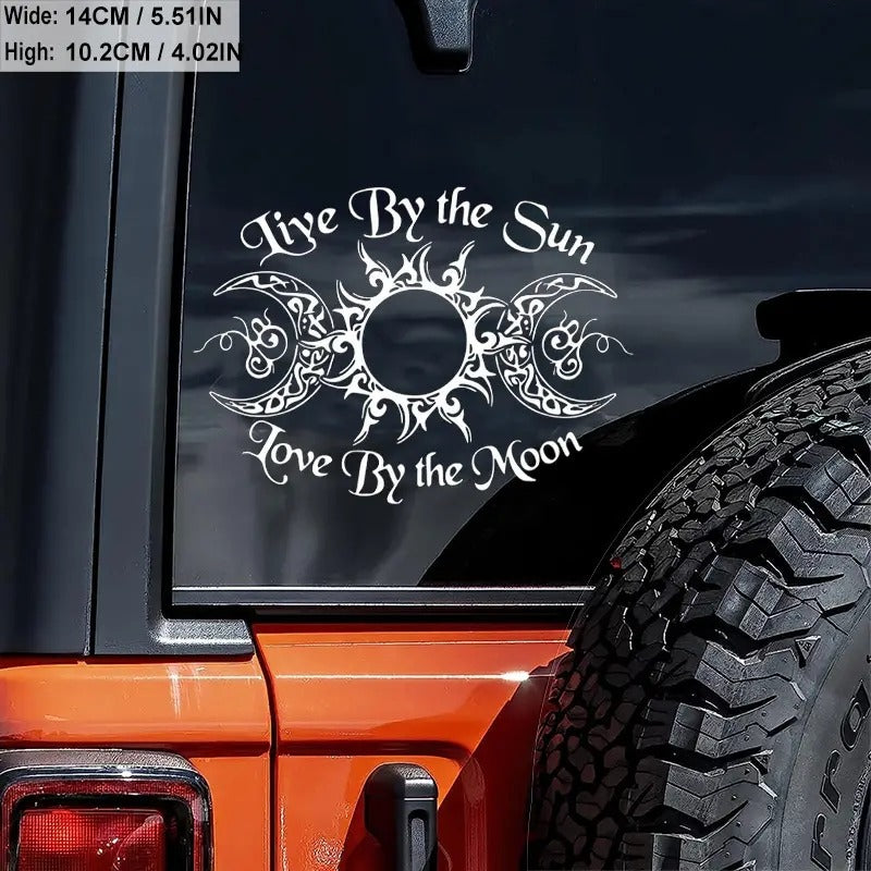 Autocollant Live By The Sun Love By The Moon pour voiture, ordinateur portable et décoration intérieure