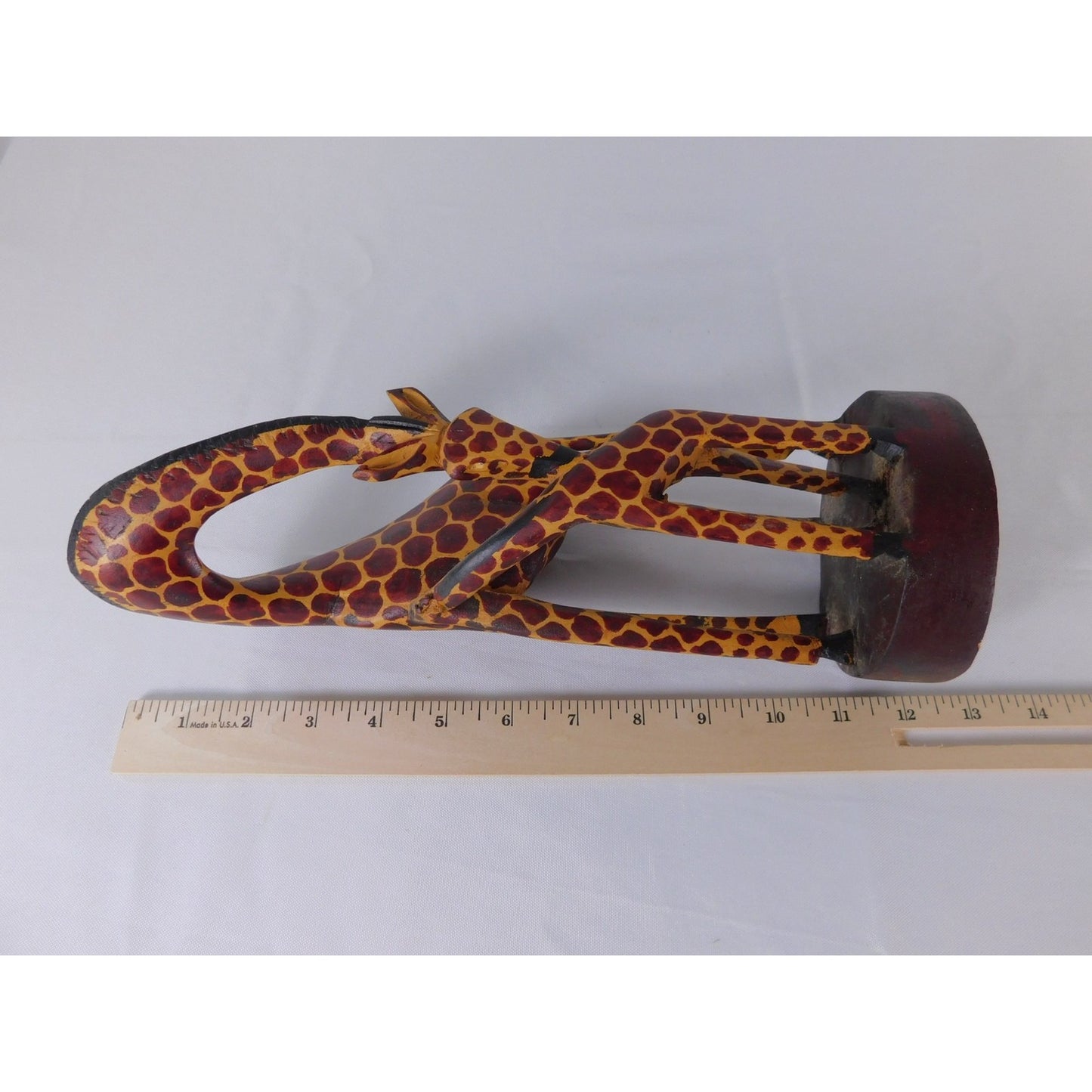 Brown Hand Carved Wooden Giraffe Figurine African Safari Wildlife Decor