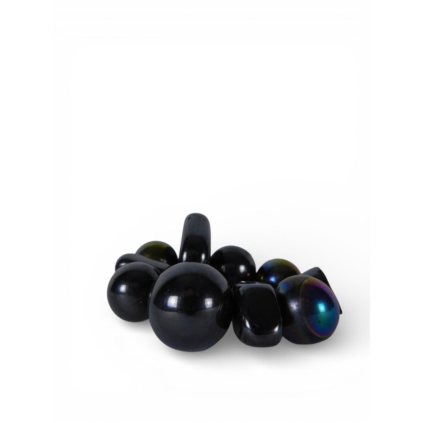 Iridescent Rainbow Hematite Bead Set – Magnetic Finish Jewelry Beads Loose Mix