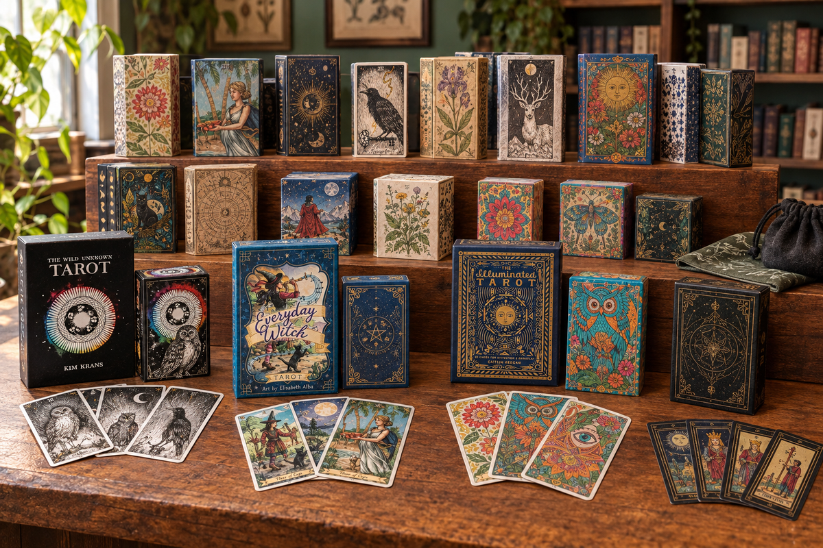 Stocked tarot deck display