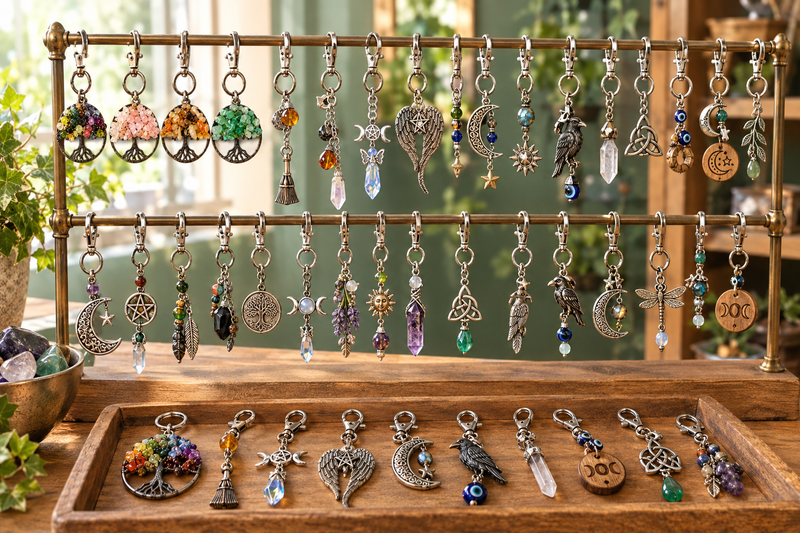 Full witch shop keychain display