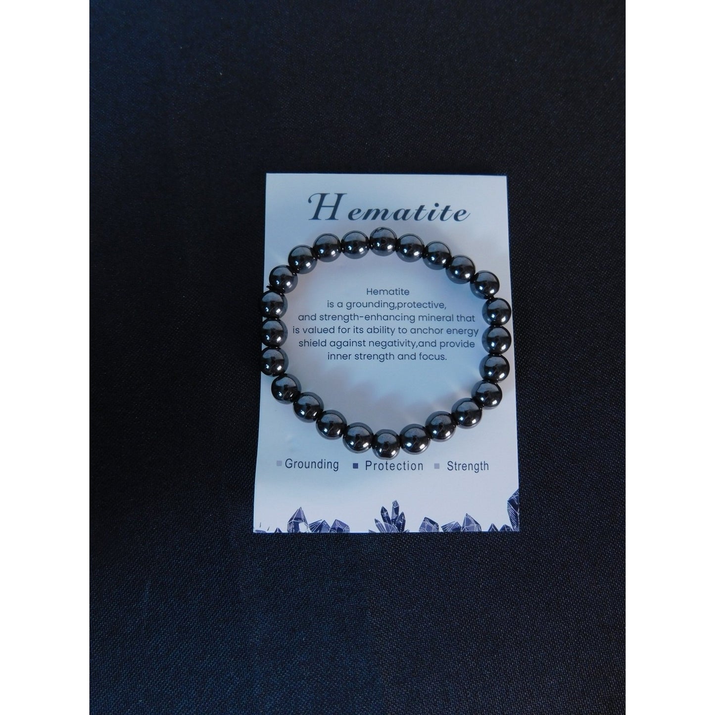 Hematite Stretch Bracelet Unisex Grounding Protection Strength Crystal Jewelry