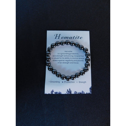 Hematite Stretch Bracelet Unisex Grounding Protection Strength Crystal Jewelry