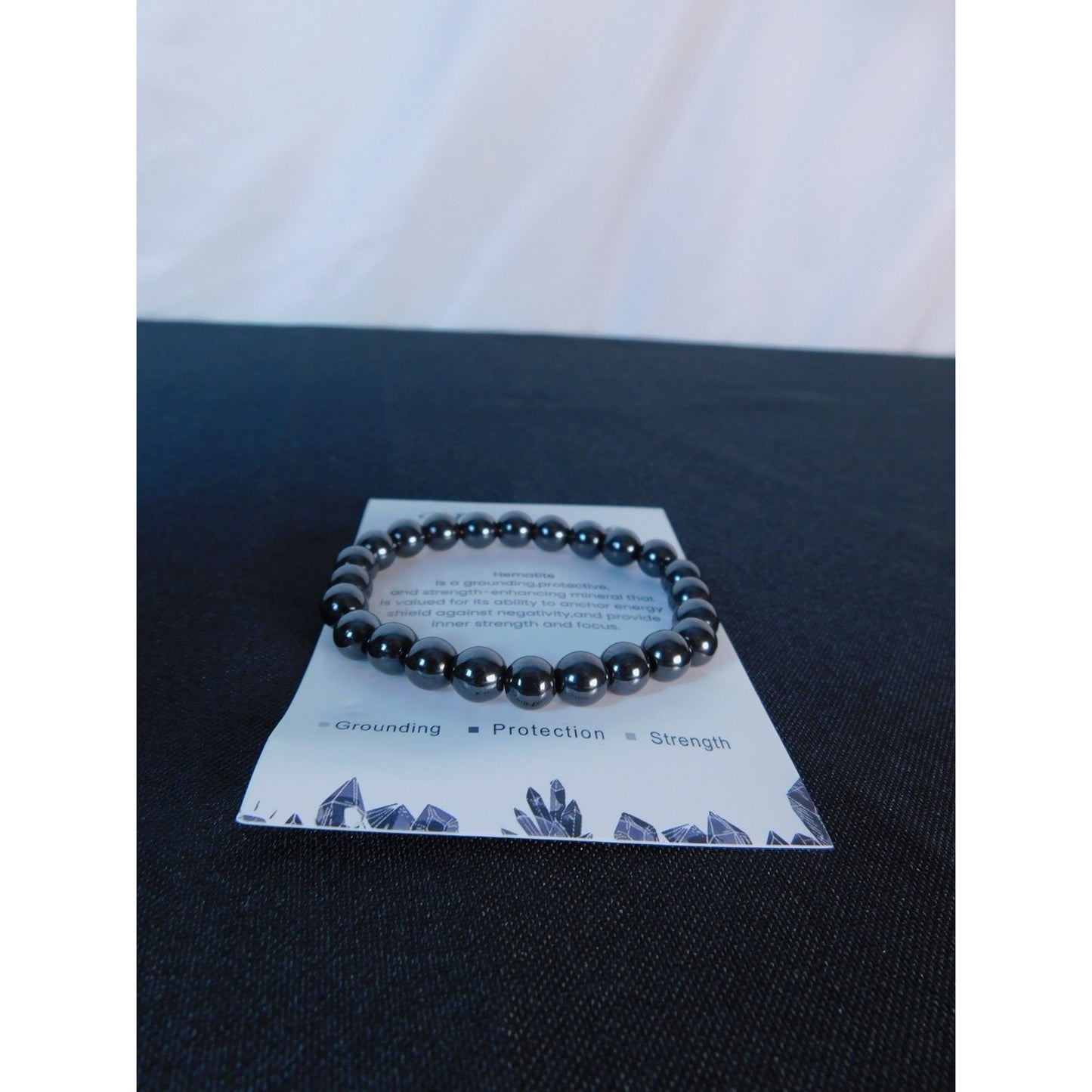 Hematite Stretch Bracelet Unisex Grounding Protection Strength Crystal Jewelry