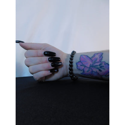 Hematite Stretch Bracelet Unisex Grounding Protection Strength Crystal Jewelry