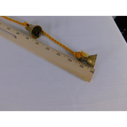 Brass Hanging Bell Garland Yellow Cord Rustic Boho Door Wall Chime Decor