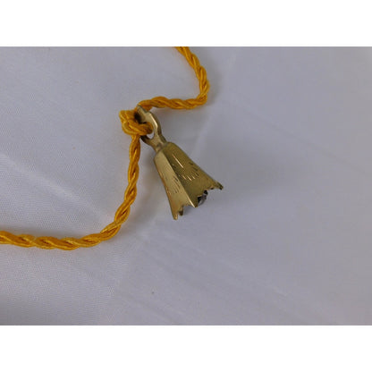 Brass Hanging Bell Garland Yellow Cord Rustic Boho Door Wall Chime Decor