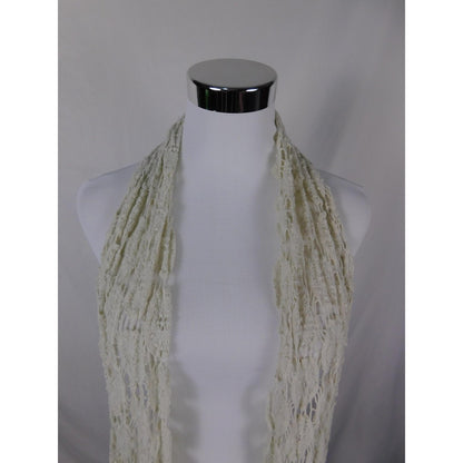 Ivory Lace Fringe Crochet Boho Shawl Wrap OS