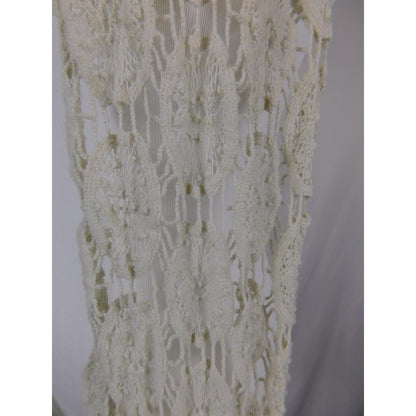 Ivory Lace Fringe Crochet Boho Shawl Wrap OS