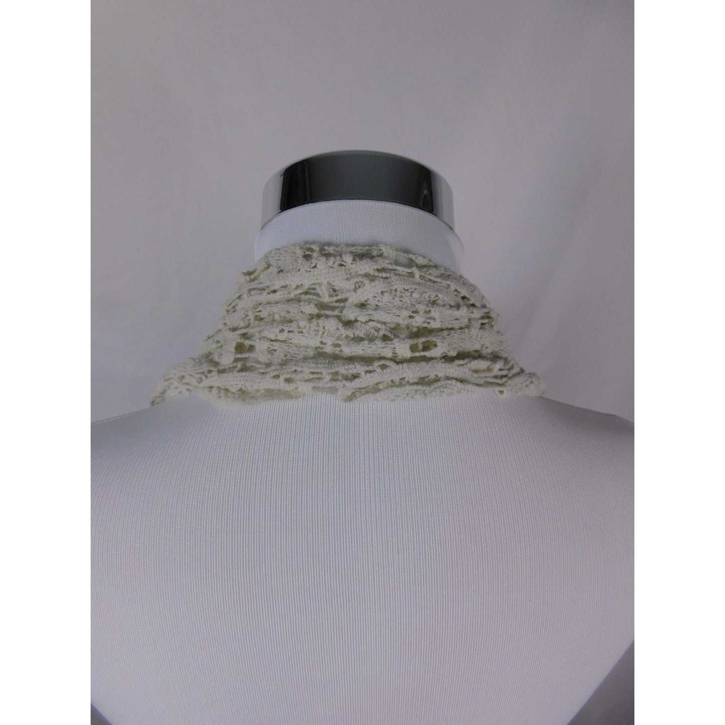 Ivory Lace Fringe Crochet Boho Shawl Wrap OS