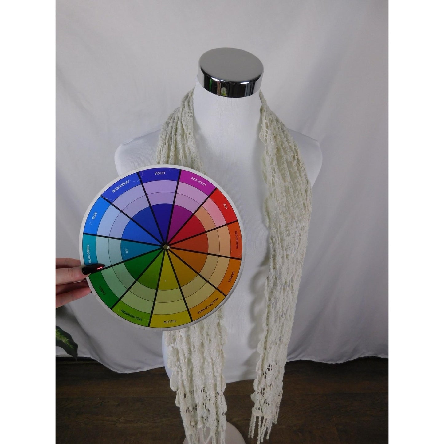 Ivory Lace Fringe Crochet Boho Shawl Wrap OS