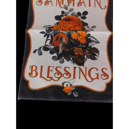 Samhain Blessings Garden Flag Halloween Fall Outdoor Banner Autumn Pagan Wicca