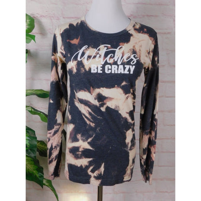 Witches Be Crazy Bleach Tie Dye Long Sleeve Shirt XS Witchy