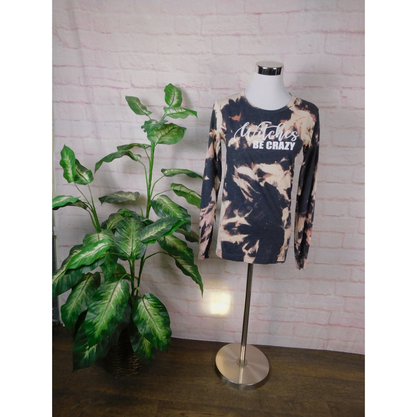 Witches Be Crazy Bleach Tie Dye Long Sleeve Shirt XS Witchy