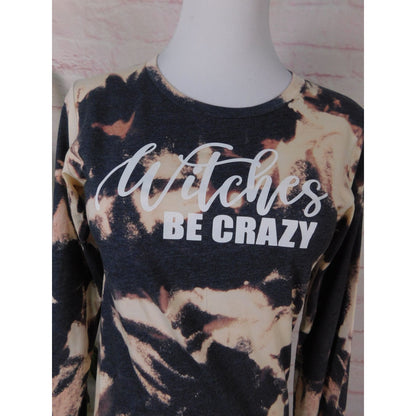 Witches Be Crazy Bleach Tie Dye Long Sleeve Shirt XS Witchy