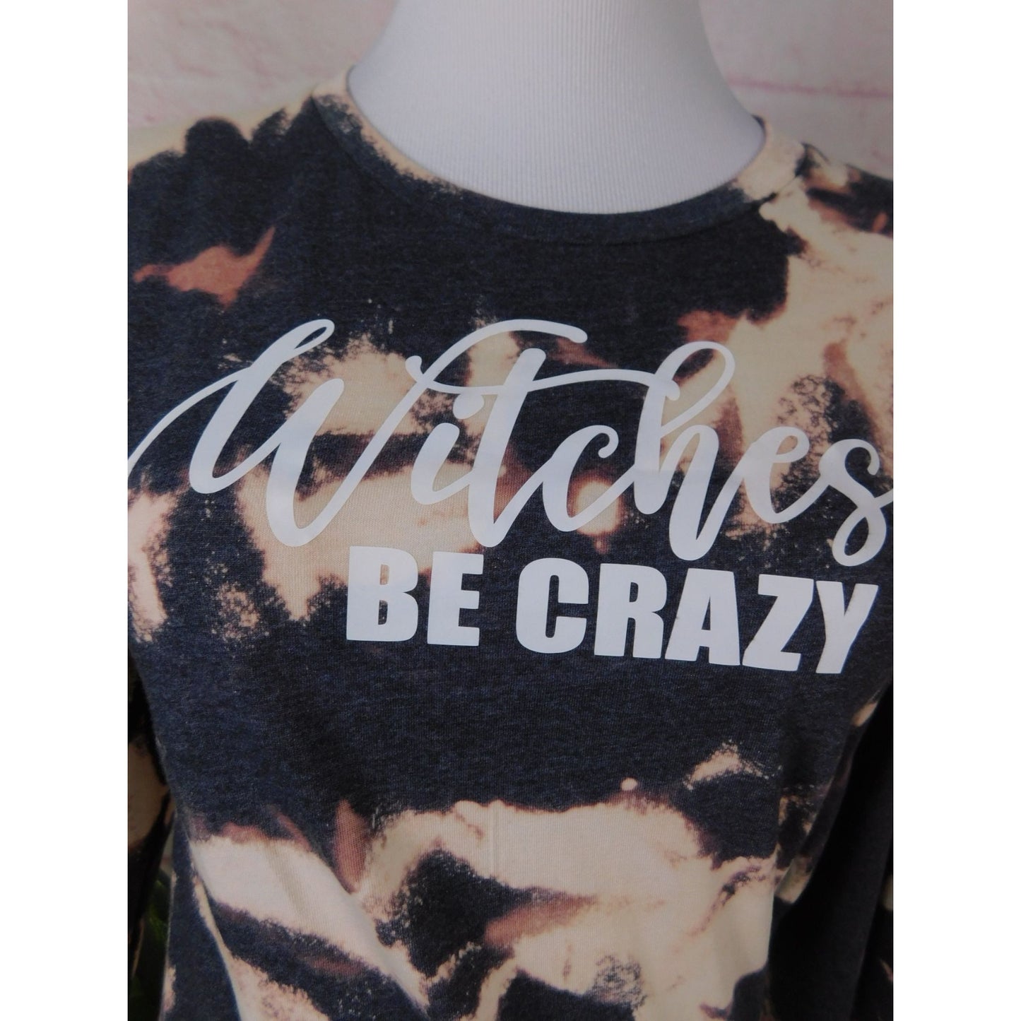 Witches Be Crazy Bleach Tie Dye Long Sleeve Shirt XS Witchy