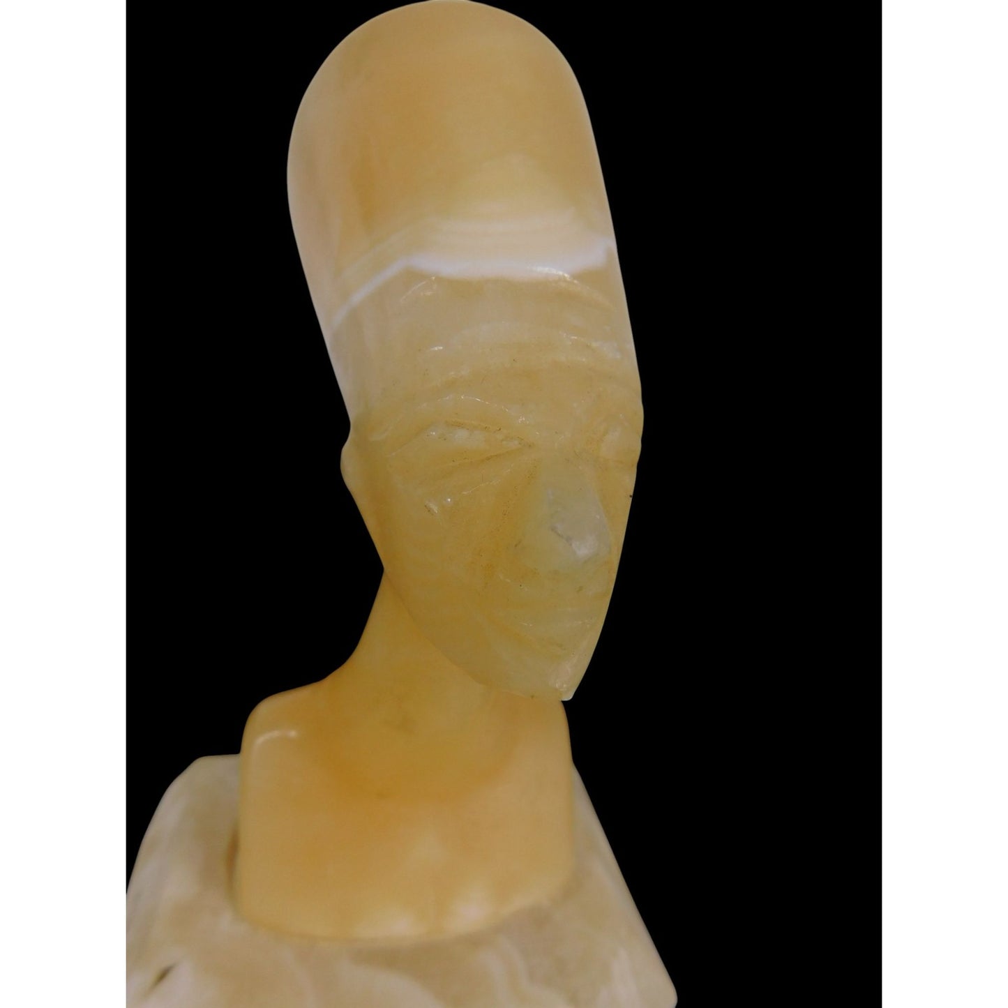 Egyptian Marble Statues Set Sphinx & Nefertiti Bust Altar Decor