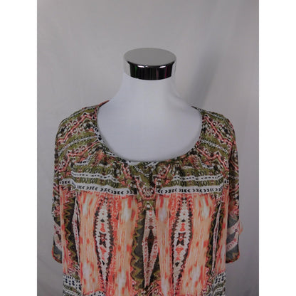 JM Collection Blouse Womens XL Multicolor Sheer Chiffon Lined Boho Poncho Top