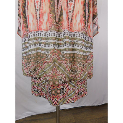 JM Collection Blouse Womens XL Multicolor Sheer Chiffon Lined Boho Poncho Top