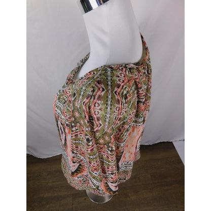 JM Collection Blouse Womens XL Multicolor Sheer Chiffon Lined Boho Poncho Top