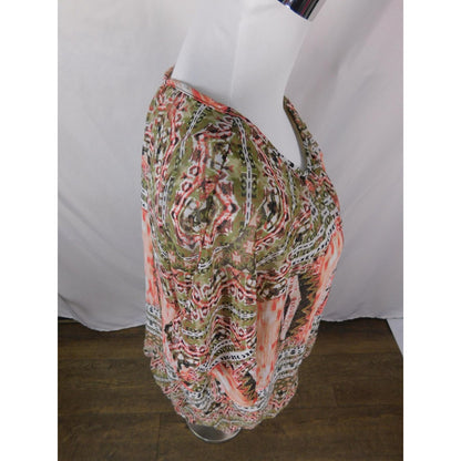 JM Collection Blouse Womens XL Multicolor Sheer Chiffon Lined Boho Poncho Top