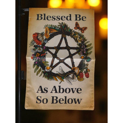 Blessed Be As Above So Below Garden Flag Pagan Wiccan Yard Banner Pentacle Decor