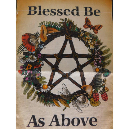 Blessed Be As Above So Below Garden Flag Pagan Wiccan Yard Banner Pentacle Decor