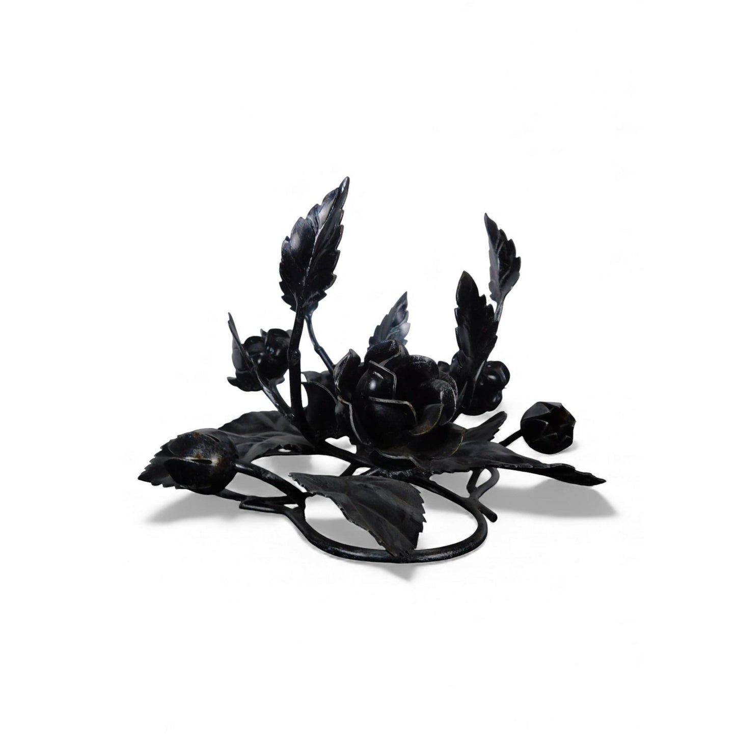 Pair Black Wrought Iron Rose Candle Holder Centerpieces Floral Decor Table