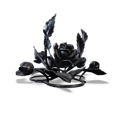 Pair Black Wrought Iron Rose Candle Holder Centerpieces Floral Decor Table