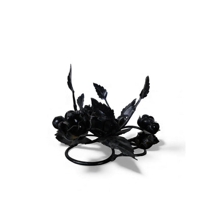 Pair Black Wrought Iron Rose Candle Holder Centerpieces Floral Decor Table