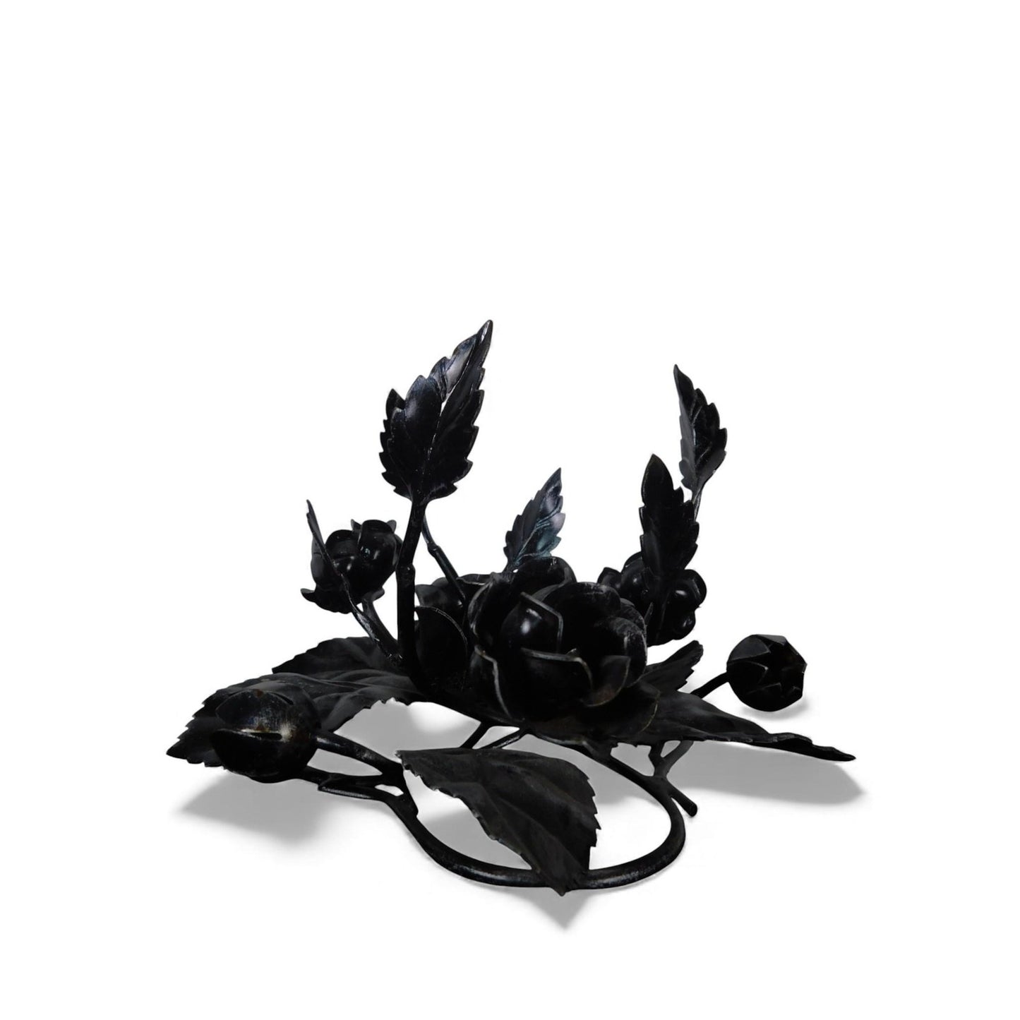 Pair Black Wrought Iron Rose Candle Holder Centerpieces Floral Decor Table