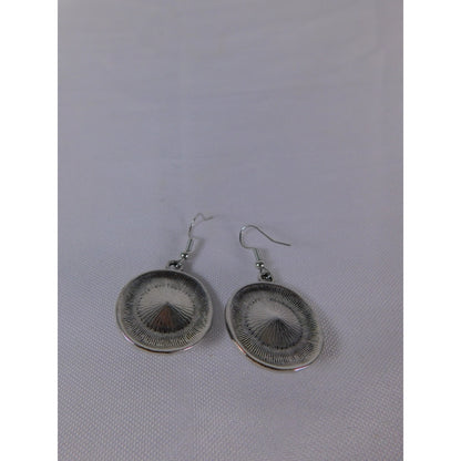 Boho Dangle Earrings Silver Tone Faceted Black Stone Statement Beaded Pierced Wo