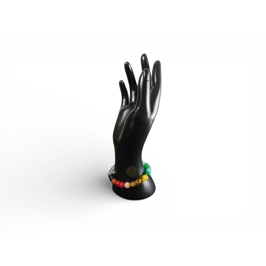 Colorful 8mm Chakra Stone Multicolor Bracelet Elastic Stretch