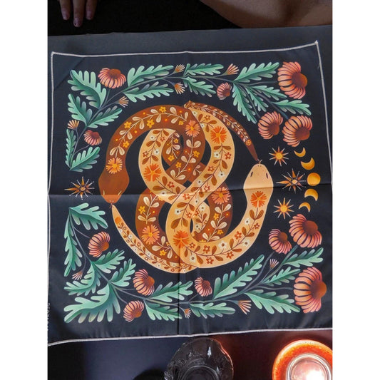 Bohemian Snake & Botanical Tarot Cloth 19" Square