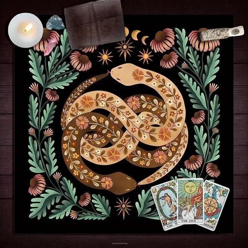 Bohemian Snake & Botanical Tarot Cloth 19" Square