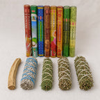 Seven African Powers Incense & Cleansing Bundle 8 HEM Boxes plus Sage, Cedar, Rosemary, Juniper & Palo Santo