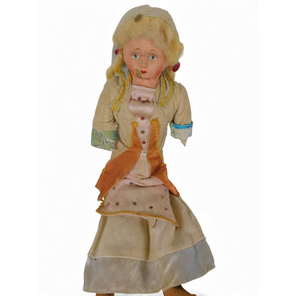 Antique Painted Face Cloth Doll 22" - As-Is Folk Art Poppet - Good