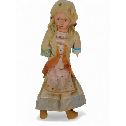 Antique Painted Face Cloth Doll 22" - As-Is Folk Art Poppet - Good