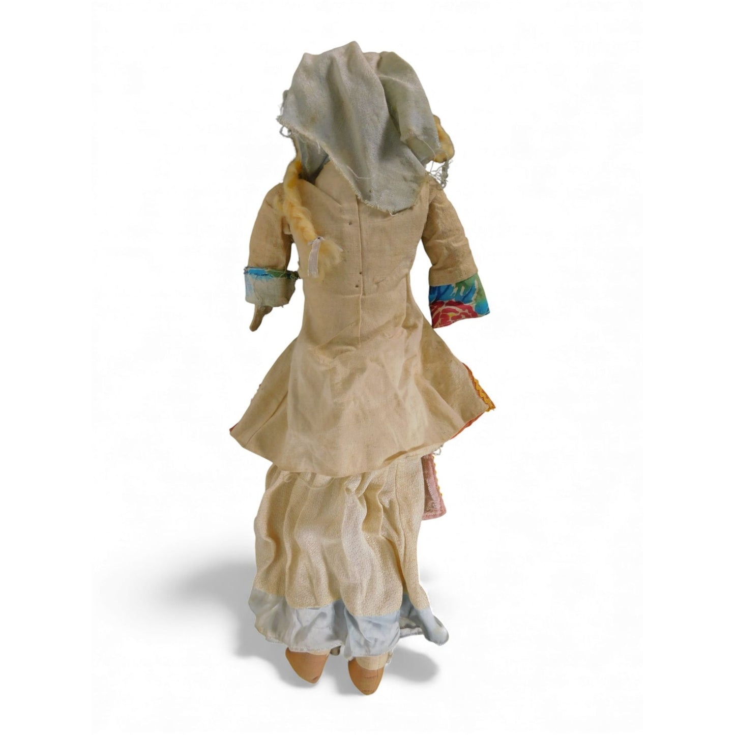 Antique Painted Face Cloth Doll 22" - As-Is Folk Art Poppet - Good