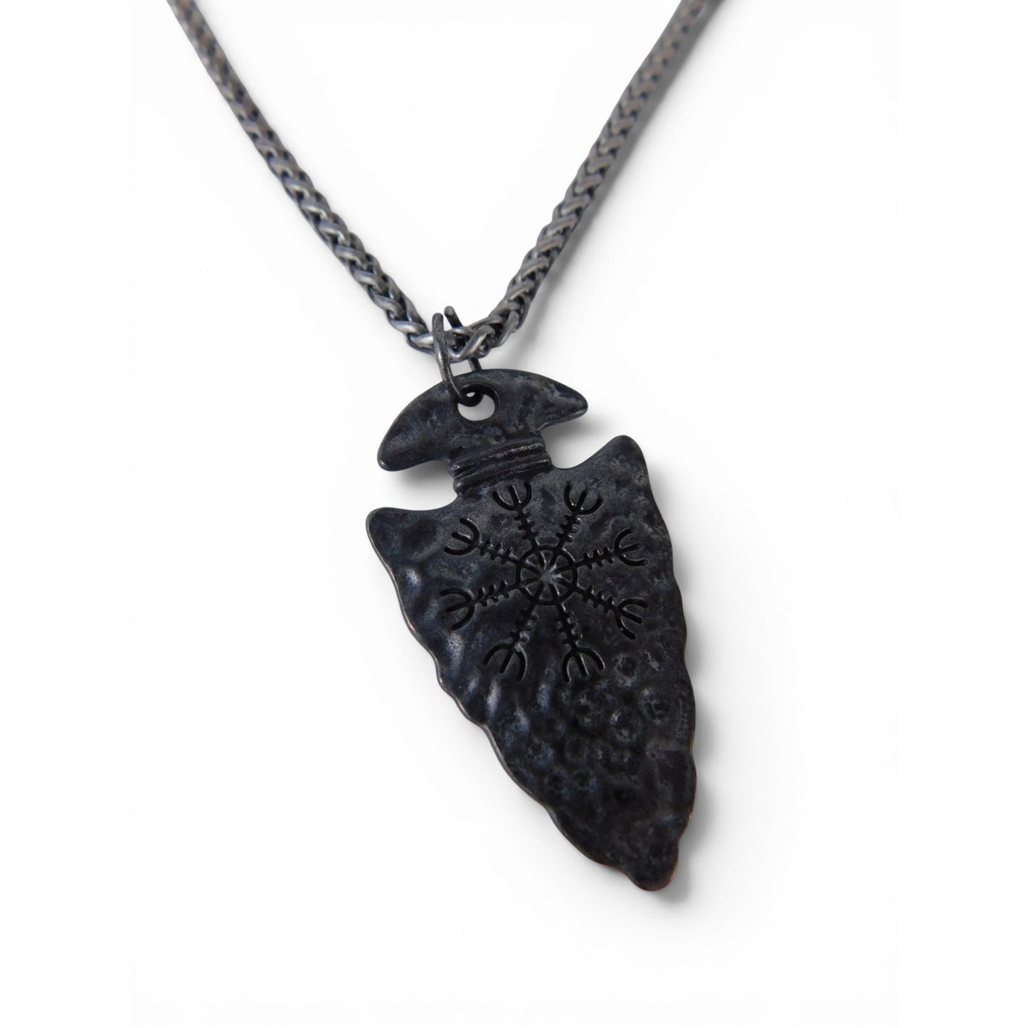 Arrowhead Pendant Necklace Black Chain Viking Symbol Boho Jewelry Lobster Clasp