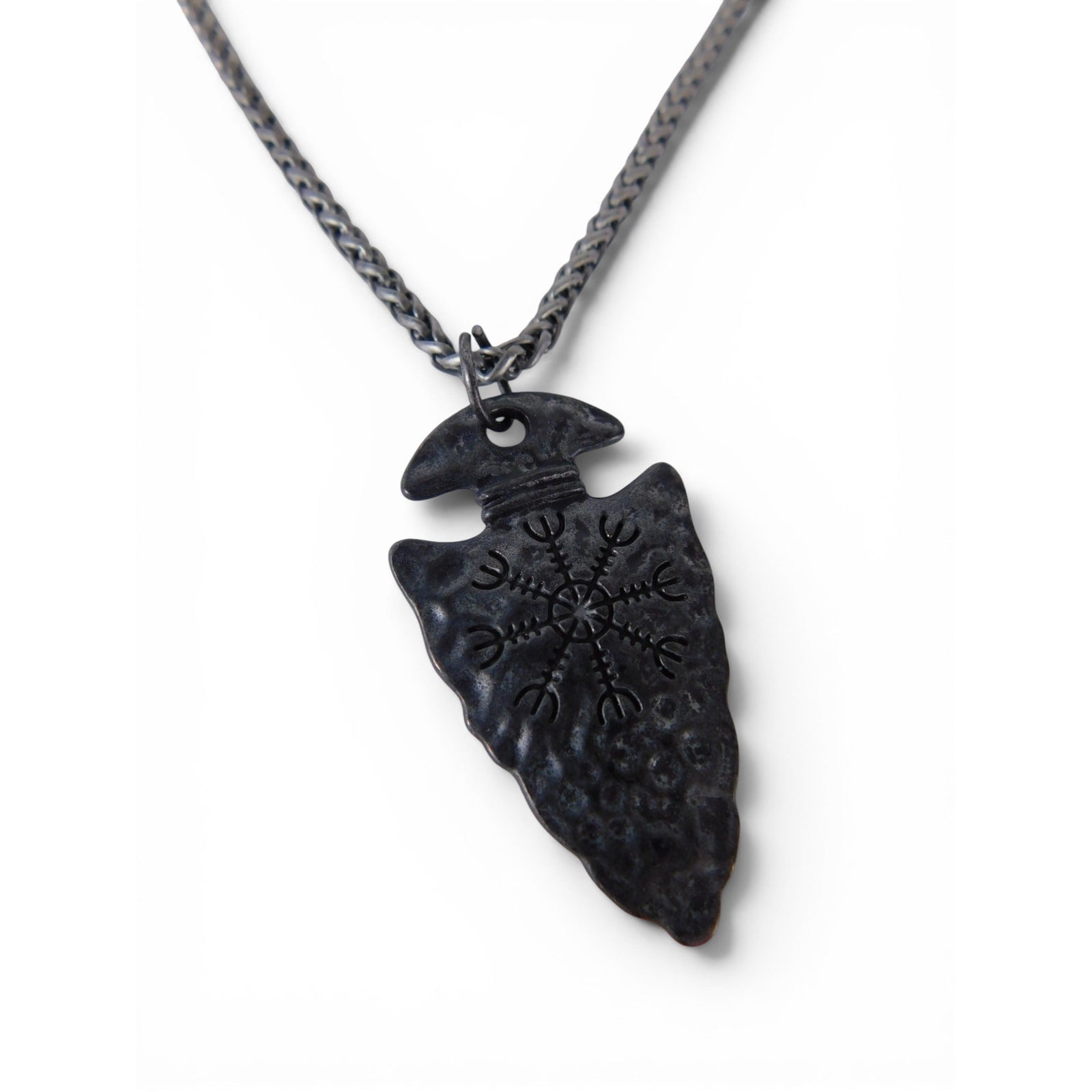 Arrowhead Pendant Necklace Black Chain Viking Symbol Boho Jewelry Lobster Clasp