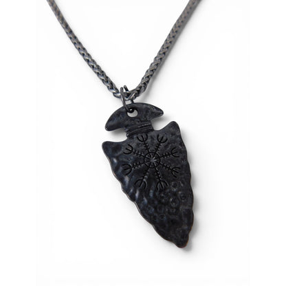 Arrowhead Pendant Necklace Black Chain Viking Symbol Boho Jewelry Lobster Clasp