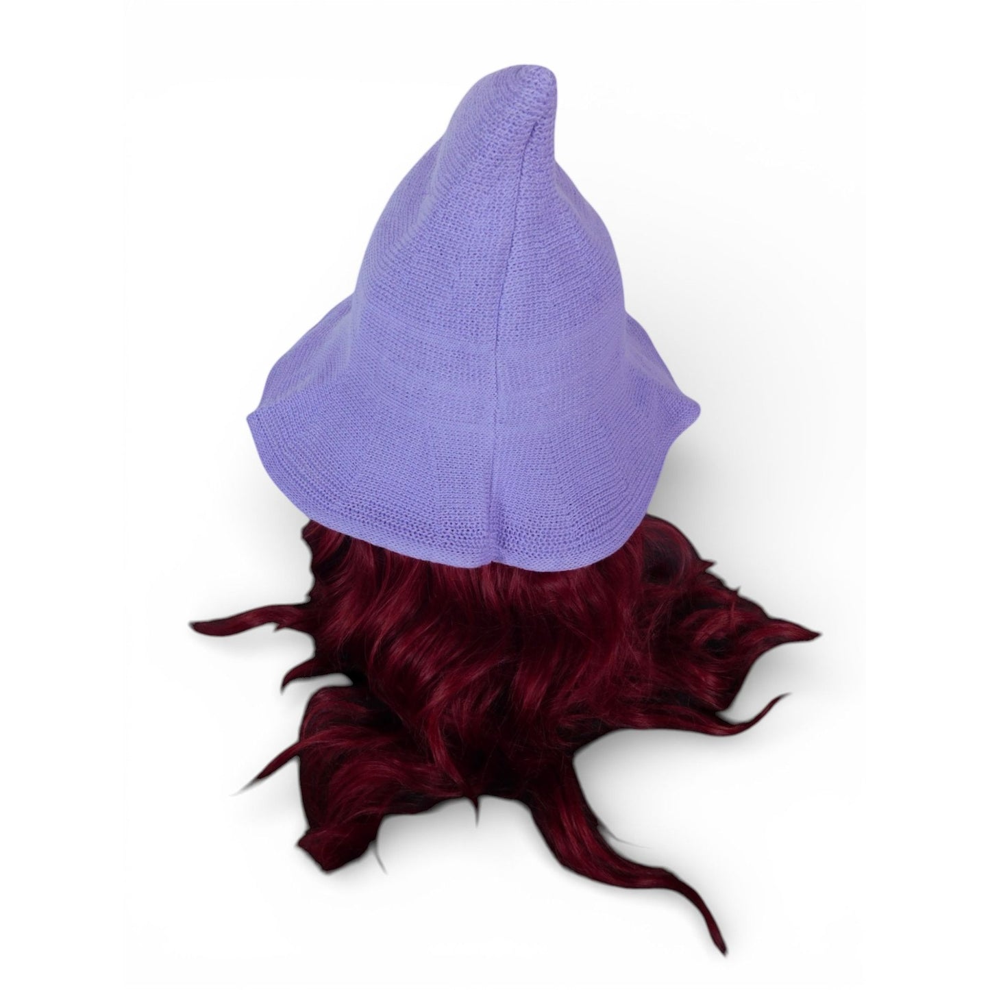 Lavender Purple Knit Pointy Witch Hat Soft Textured Wide Brim Accessory