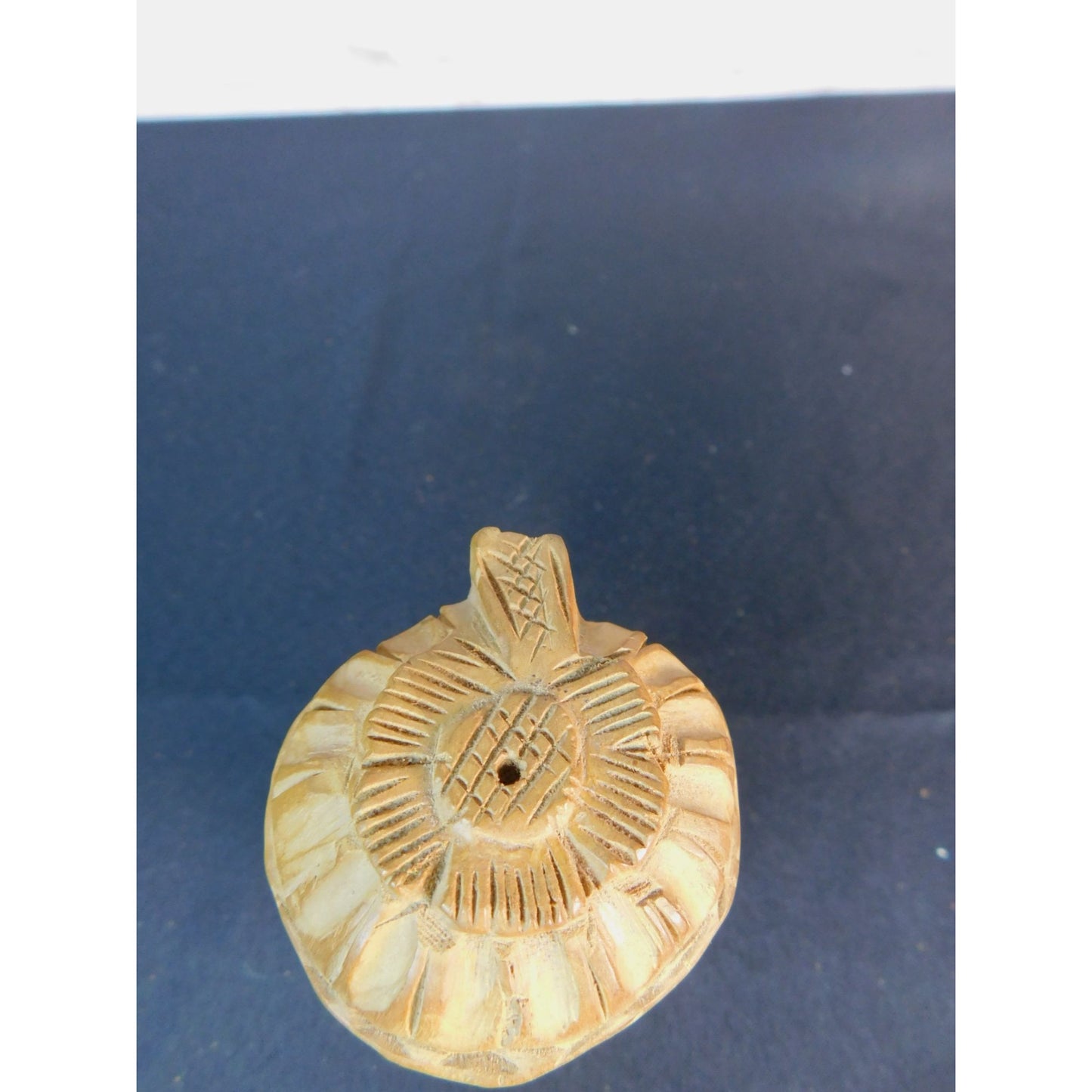 Vintage Hand-Carved Wood Ganesh Idol Elephant God Statue with Umbrella 6.25"