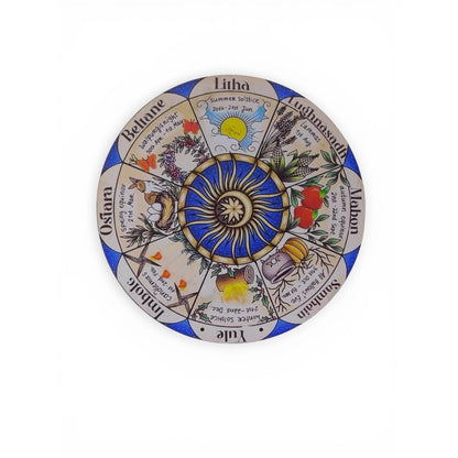 Wheel Of The Year Pagan Calendar Wall Art 12" Wooden Plaque With Vibrant Seasonal Designs For Home Decor