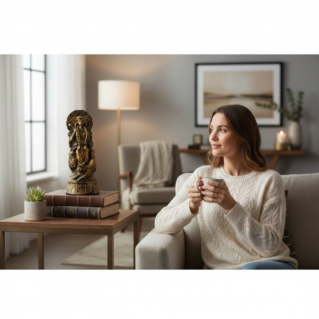 Freyja Goddess Figurine 8" Antique Gold - Norse Viking Statue - New